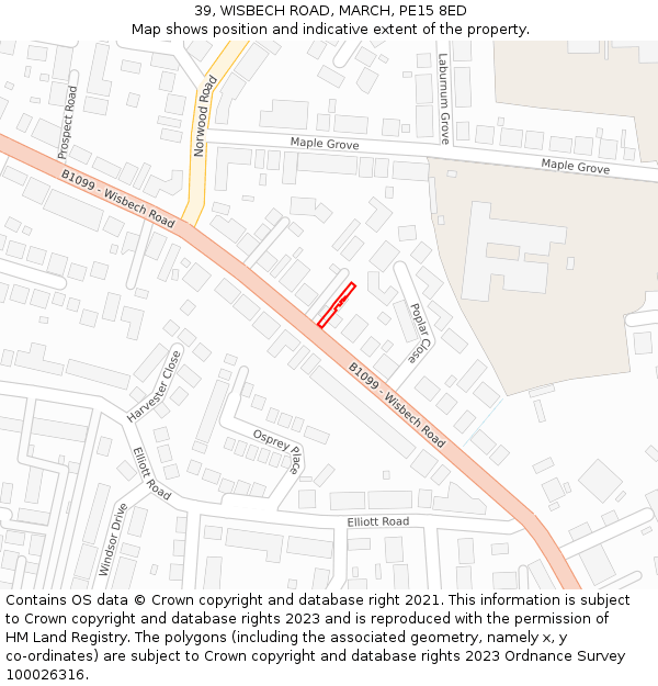39, WISBECH ROAD, MARCH, PE15 8ED: Location map and indicative extent of plot