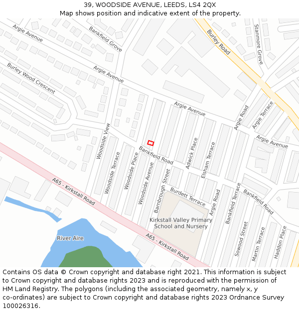 39, WOODSIDE AVENUE, LEEDS, LS4 2QX: Location map and indicative extent of plot