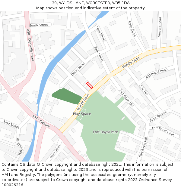 39, WYLDS LANE, WORCESTER, WR5 1DA: Location map and indicative extent of plot
