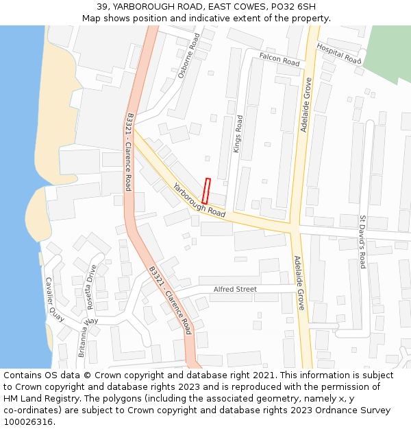 39, YARBOROUGH ROAD, EAST COWES, PO32 6SH: Location map and indicative extent of plot