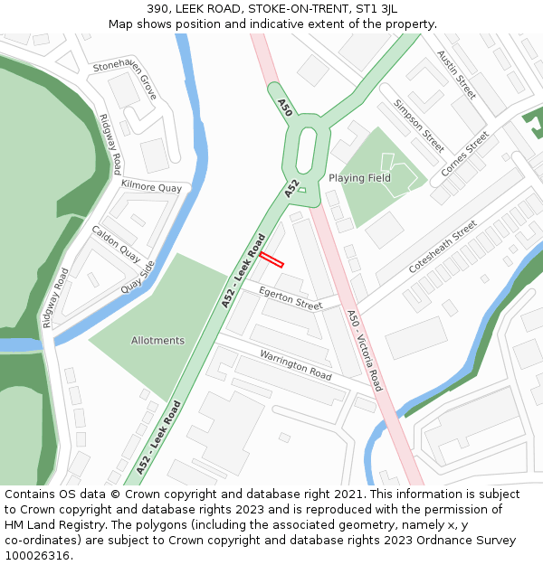 390, LEEK ROAD, STOKE-ON-TRENT, ST1 3JL: Location map and indicative extent of plot