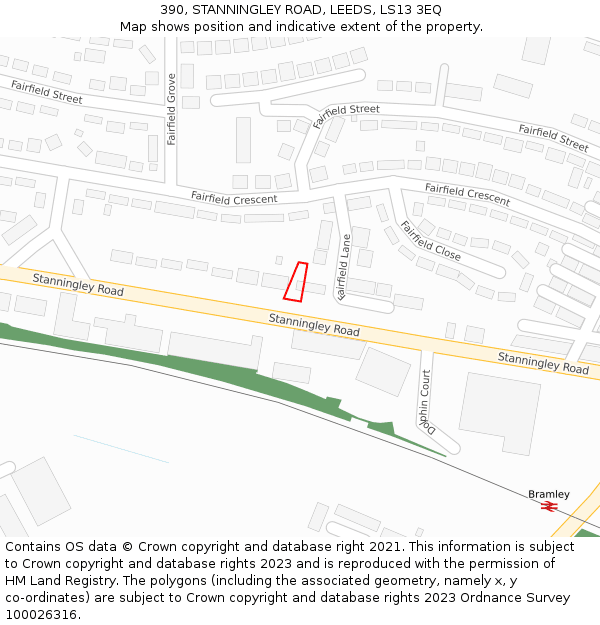 390, STANNINGLEY ROAD, LEEDS, LS13 3EQ: Location map and indicative extent of plot
