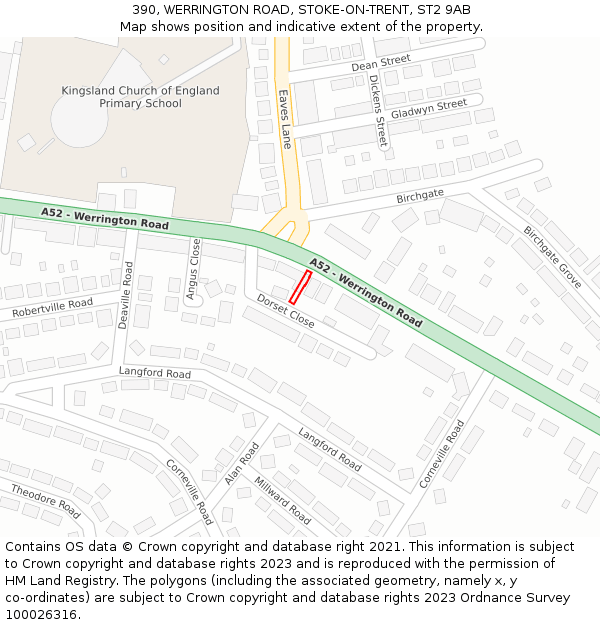 390, WERRINGTON ROAD, STOKE-ON-TRENT, ST2 9AB: Location map and indicative extent of plot