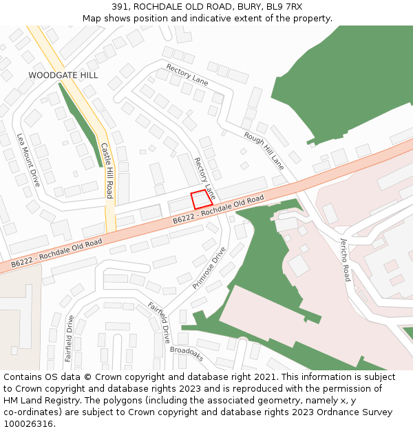 391, ROCHDALE OLD ROAD, BURY, BL9 7RX: Location map and indicative extent of plot