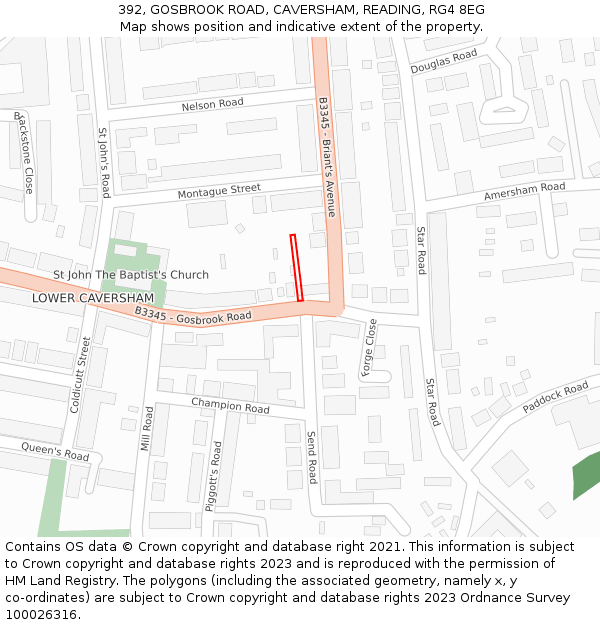 392, GOSBROOK ROAD, CAVERSHAM, READING, RG4 8EG: Location map and indicative extent of plot