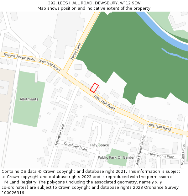 392, LEES HALL ROAD, DEWSBURY, WF12 9EW: Location map and indicative extent of plot