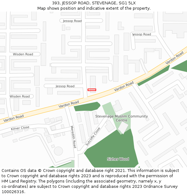 393, JESSOP ROAD, STEVENAGE, SG1 5LX: Location map and indicative extent of plot