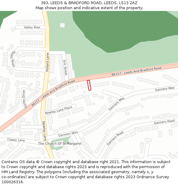 393, LEEDS & BRADFORD ROAD, LEEDS, LS13 2AZ: Location map and indicative extent of plot