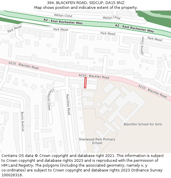 394, BLACKFEN ROAD, SIDCUP, DA15 9NZ: Location map and indicative extent of plot