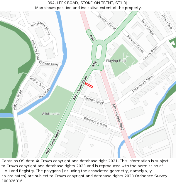 394, LEEK ROAD, STOKE-ON-TRENT, ST1 3JL: Location map and indicative extent of plot