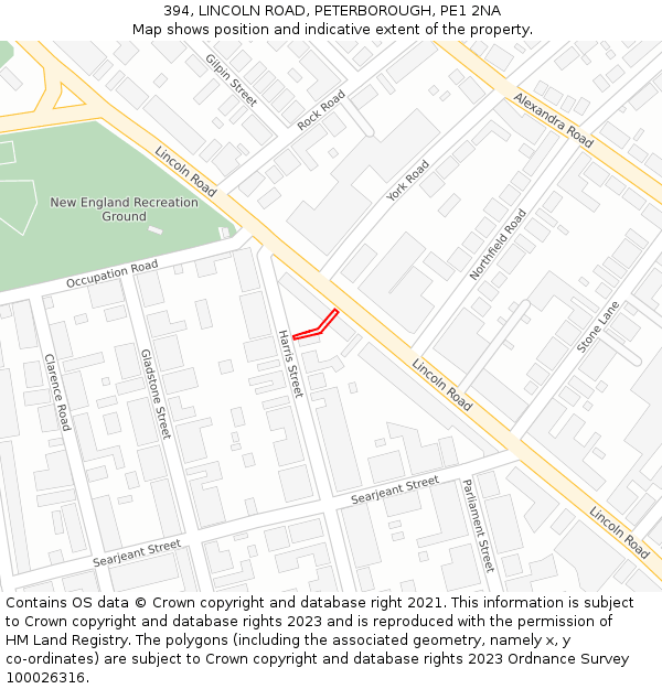394, LINCOLN ROAD, PETERBOROUGH, PE1 2NA: Location map and indicative extent of plot