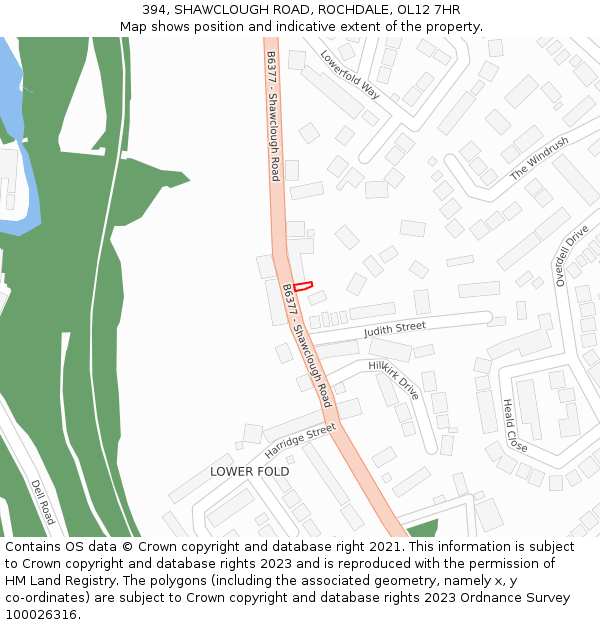 394, SHAWCLOUGH ROAD, ROCHDALE, OL12 7HR: Location map and indicative extent of plot