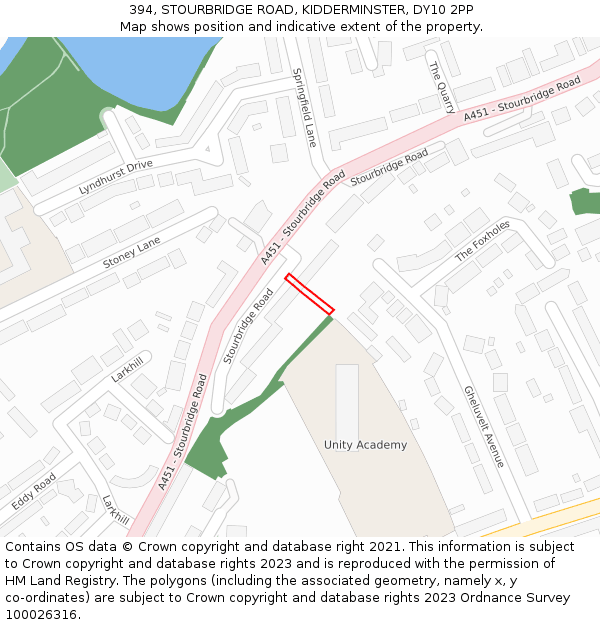394, STOURBRIDGE ROAD, KIDDERMINSTER, DY10 2PP: Location map and indicative extent of plot