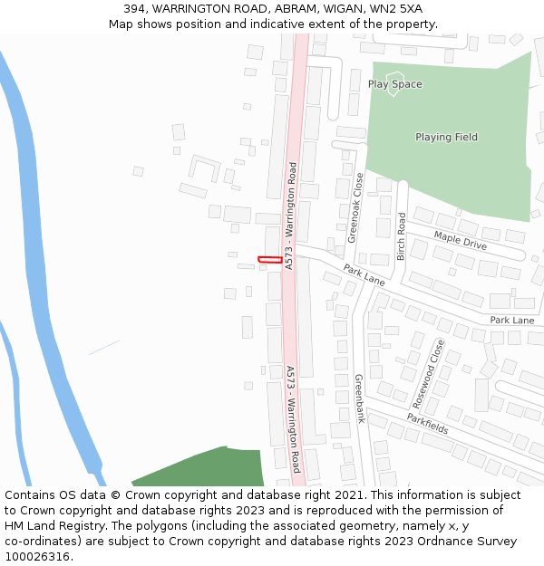 394, WARRINGTON ROAD, ABRAM, WIGAN, WN2 5XA: Location map and indicative extent of plot