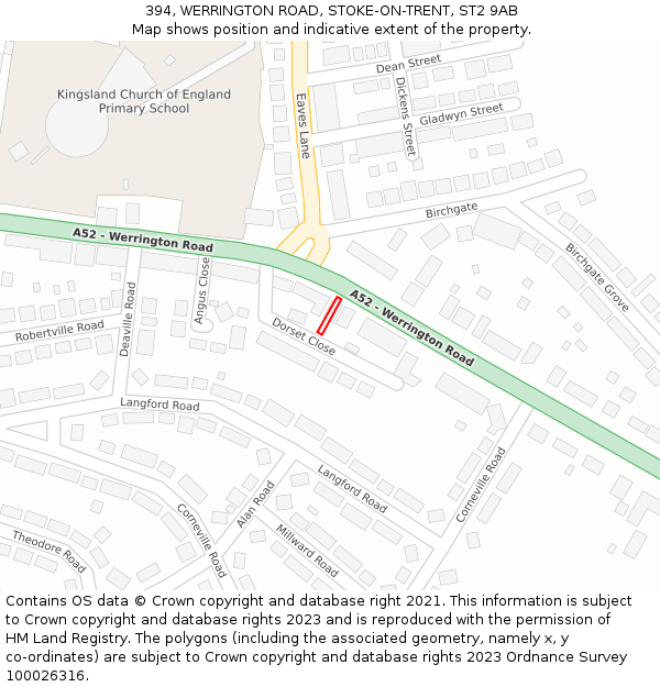 394, WERRINGTON ROAD, STOKE-ON-TRENT, ST2 9AB: Location map and indicative extent of plot