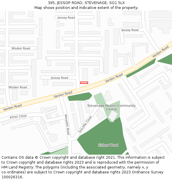 395, JESSOP ROAD, STEVENAGE, SG1 5LX: Location map and indicative extent of plot