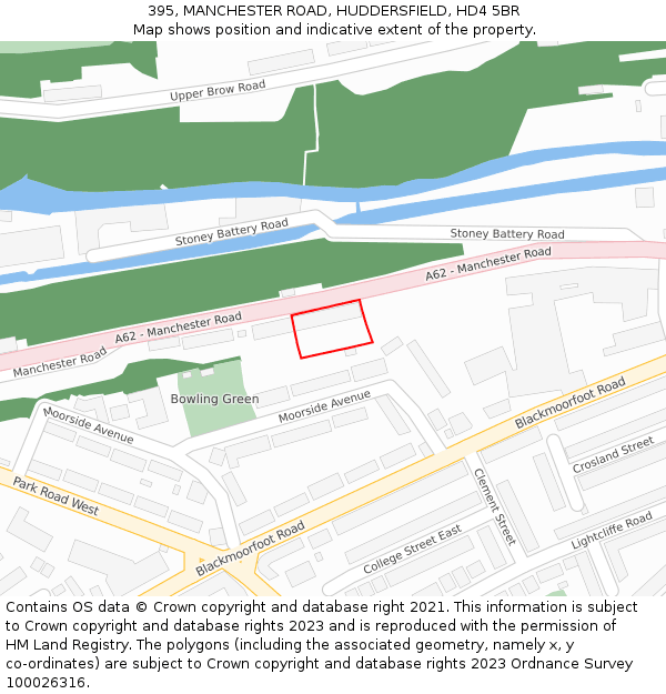 395, MANCHESTER ROAD, HUDDERSFIELD, HD4 5BR: Location map and indicative extent of plot