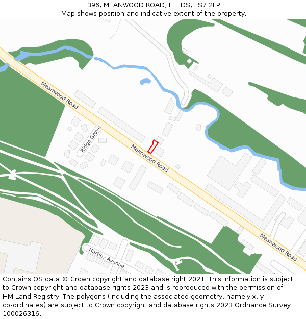 396, MEANWOOD ROAD, LEEDS, LS7 2LP: Location map and indicative extent of plot