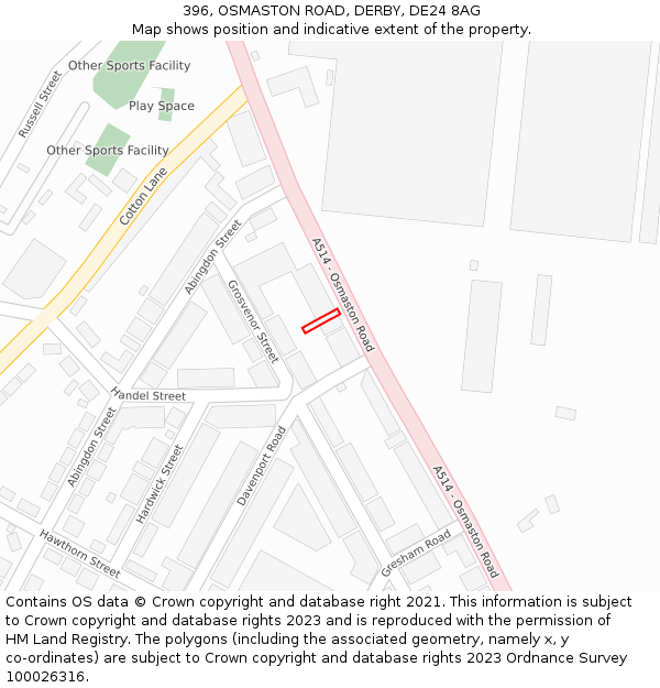 396, OSMASTON ROAD, DERBY, DE24 8AG: Location map and indicative extent of plot