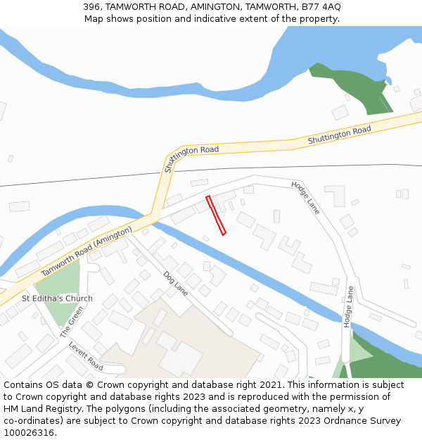 396, TAMWORTH ROAD, AMINGTON, TAMWORTH, B77 4AQ: Location map and indicative extent of plot