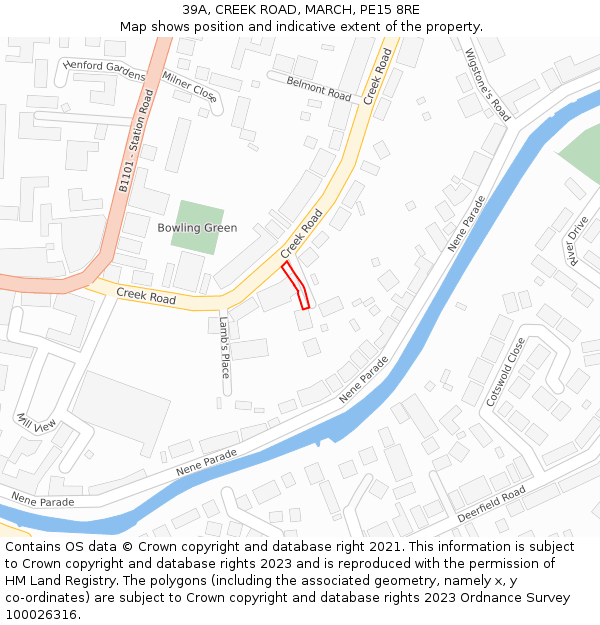 39A, CREEK ROAD, MARCH, PE15 8RE: Location map and indicative extent of plot