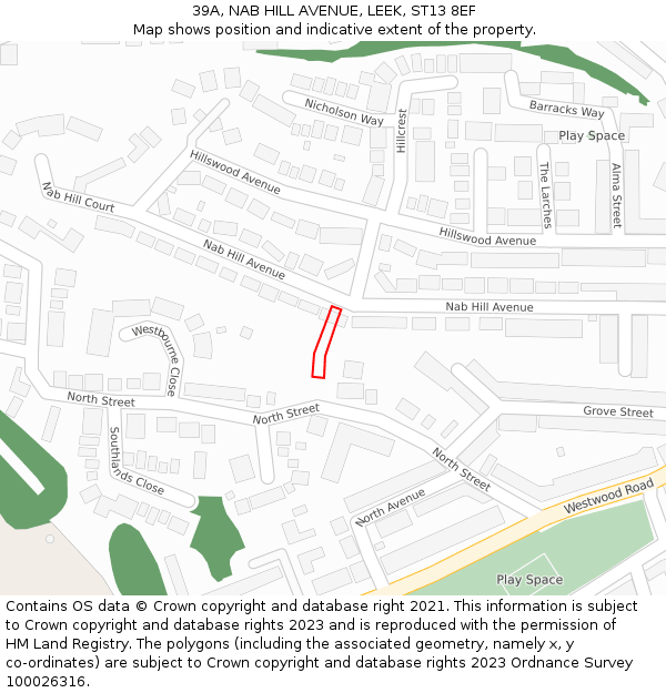 39A, NAB HILL AVENUE, LEEK, ST13 8EF: Location map and indicative extent of plot