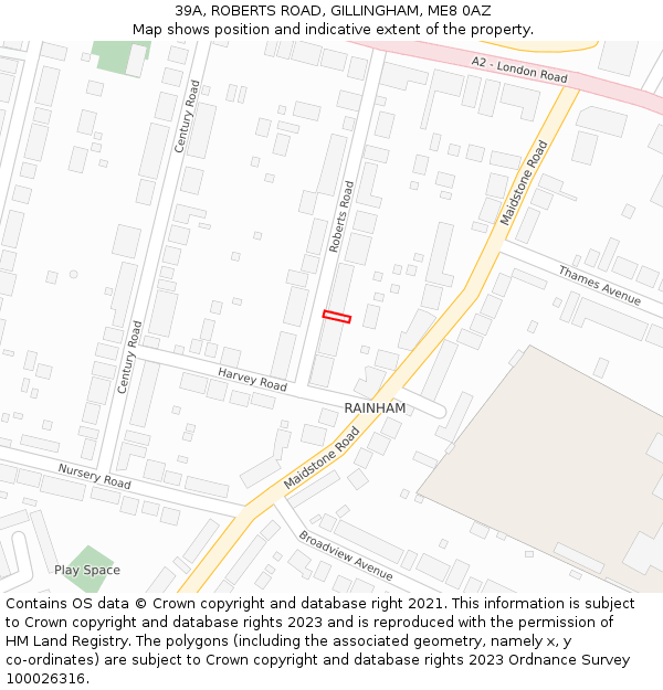 39A, ROBERTS ROAD, GILLINGHAM, ME8 0AZ: Location map and indicative extent of plot