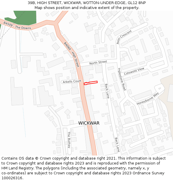 39B, HIGH STREET, WICKWAR, WOTTON-UNDER-EDGE, GL12 8NP: Location map and indicative extent of plot