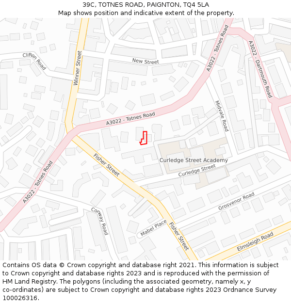 39C, TOTNES ROAD, PAIGNTON, TQ4 5LA: Location map and indicative extent of plot