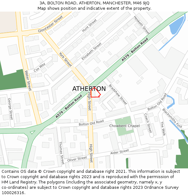 3A, BOLTON ROAD, ATHERTON, MANCHESTER, M46 9JQ: Location map and indicative extent of plot