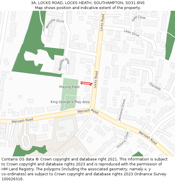 3A, LOCKS ROAD, LOCKS HEATH, SOUTHAMPTON, SO31 6NS: Location map and indicative extent of plot