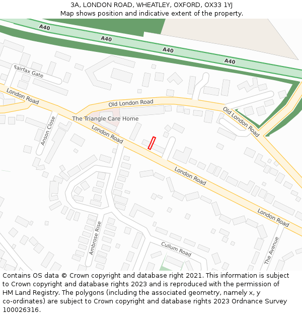 3A, LONDON ROAD, WHEATLEY, OXFORD, OX33 1YJ: Location map and indicative extent of plot