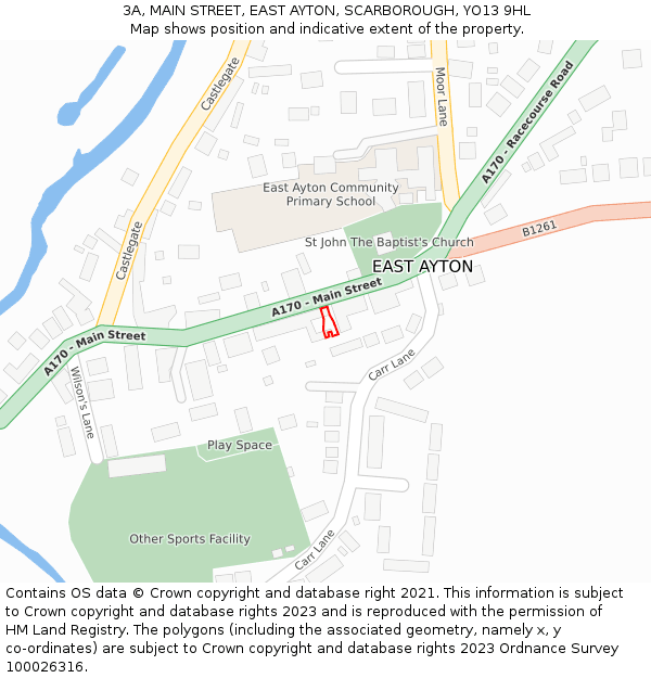 3A, MAIN STREET, EAST AYTON, SCARBOROUGH, YO13 9HL: Location map and indicative extent of plot