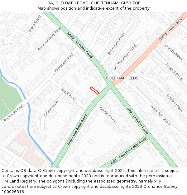 3A, OLD BATH ROAD, CHELTENHAM, GL53 7QF: Location map and indicative extent of plot