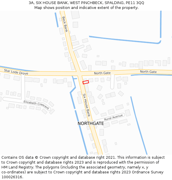 3A, SIX HOUSE BANK, WEST PINCHBECK, SPALDING, PE11 3QQ: Location map and indicative extent of plot