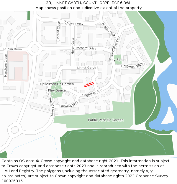 3B, LINNET GARTH, SCUNTHORPE, DN16 3WL: Location map and indicative extent of plot