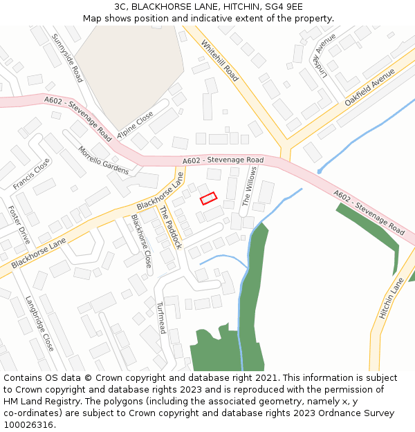 3C, BLACKHORSE LANE, HITCHIN, SG4 9EE: Location map and indicative extent of plot