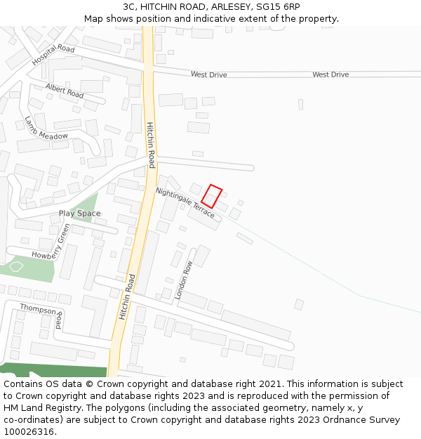 3C, HITCHIN ROAD, ARLESEY, SG15 6RP: Location map and indicative extent of plot