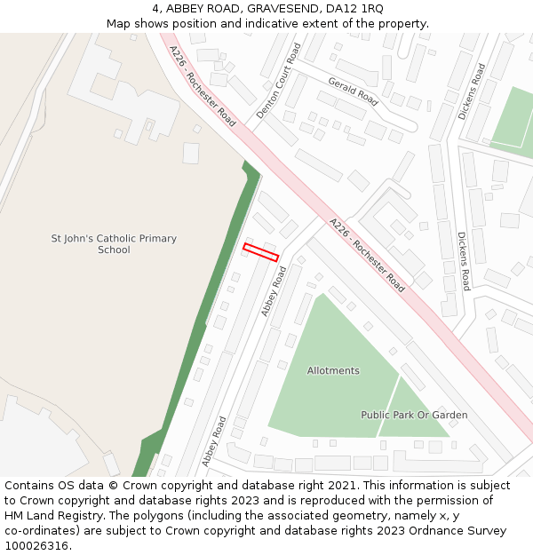 4, ABBEY ROAD, GRAVESEND, DA12 1RQ: Location map and indicative extent of plot