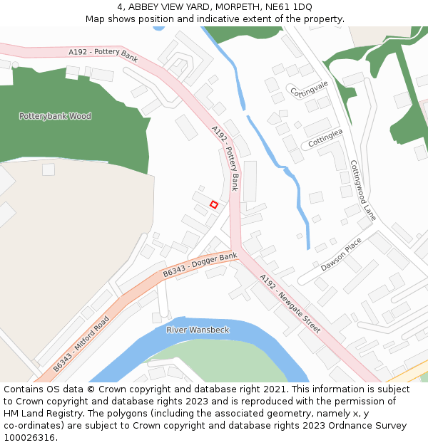 4, ABBEY VIEW YARD, MORPETH, NE61 1DQ: Location map and indicative extent of plot