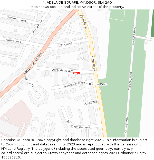 4, ADELAIDE SQUARE, WINDSOR, SL4 2AQ: Location map and indicative extent of plot