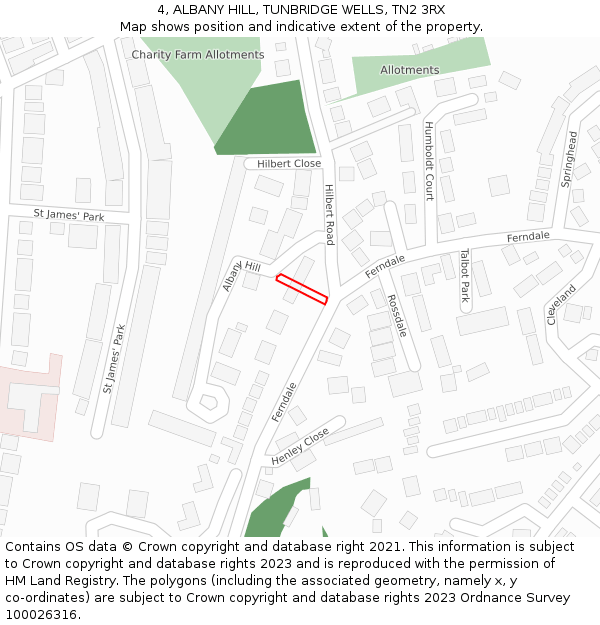 4, ALBANY HILL, TUNBRIDGE WELLS, TN2 3RX: Location map and indicative extent of plot