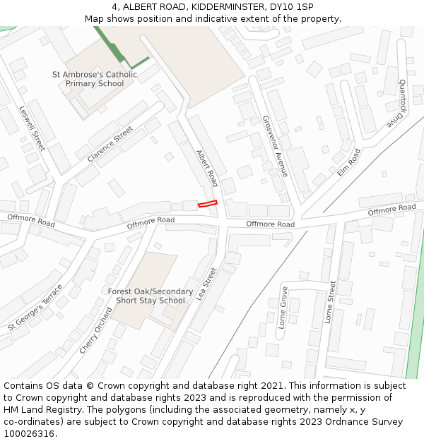 4, ALBERT ROAD, KIDDERMINSTER, DY10 1SP: Location map and indicative extent of plot