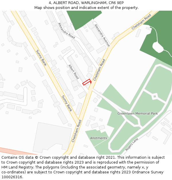 4, ALBERT ROAD, WARLINGHAM, CR6 9EP: Location map and indicative extent of plot