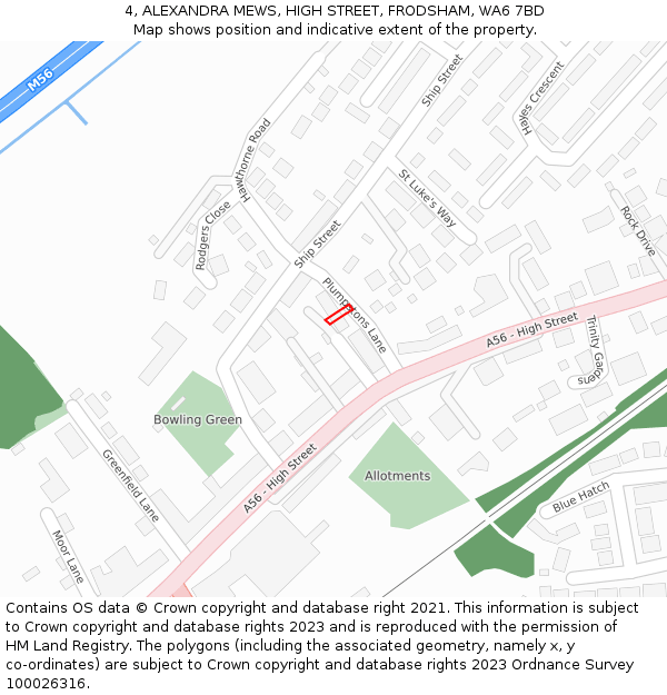 4, ALEXANDRA MEWS, HIGH STREET, FRODSHAM, WA6 7BD: Location map and indicative extent of plot