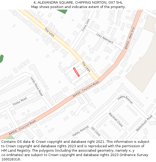 4, ALEXANDRA SQUARE, CHIPPING NORTON, OX7 5HL: Location map and indicative extent of plot