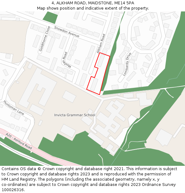 4, ALKHAM ROAD, MAIDSTONE, ME14 5PA: Location map and indicative extent of plot