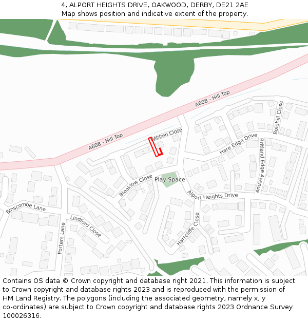 4, ALPORT HEIGHTS DRIVE, OAKWOOD, DERBY, DE21 2AE: Location map and indicative extent of plot