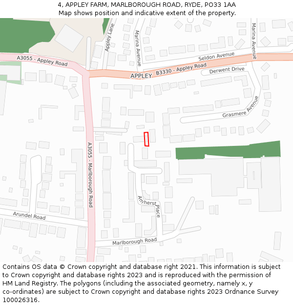 4, APPLEY FARM, MARLBOROUGH ROAD, RYDE, PO33 1AA: Location map and indicative extent of plot