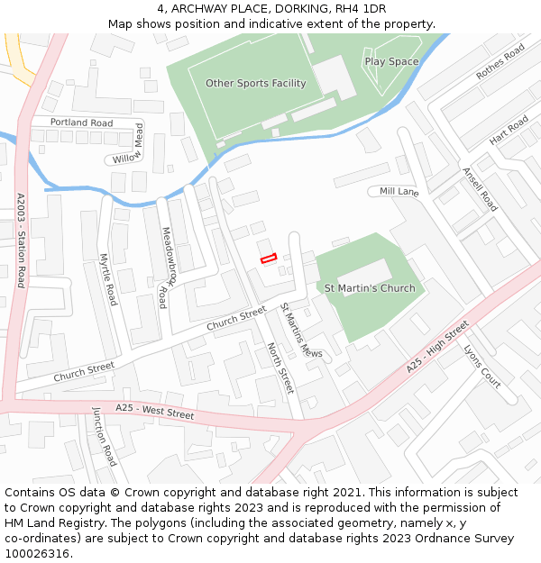 4, ARCHWAY PLACE, DORKING, RH4 1DR: Location map and indicative extent of plot